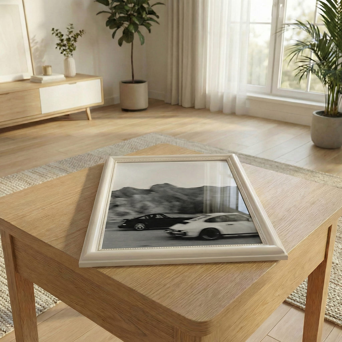 Canyon Duel, framed and styled in a room