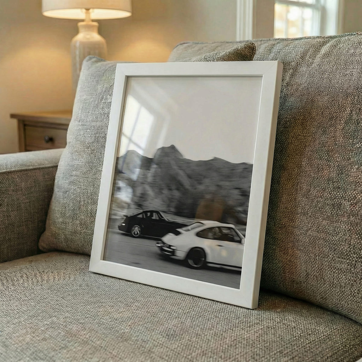Canyon Duel, framed and styled in a room