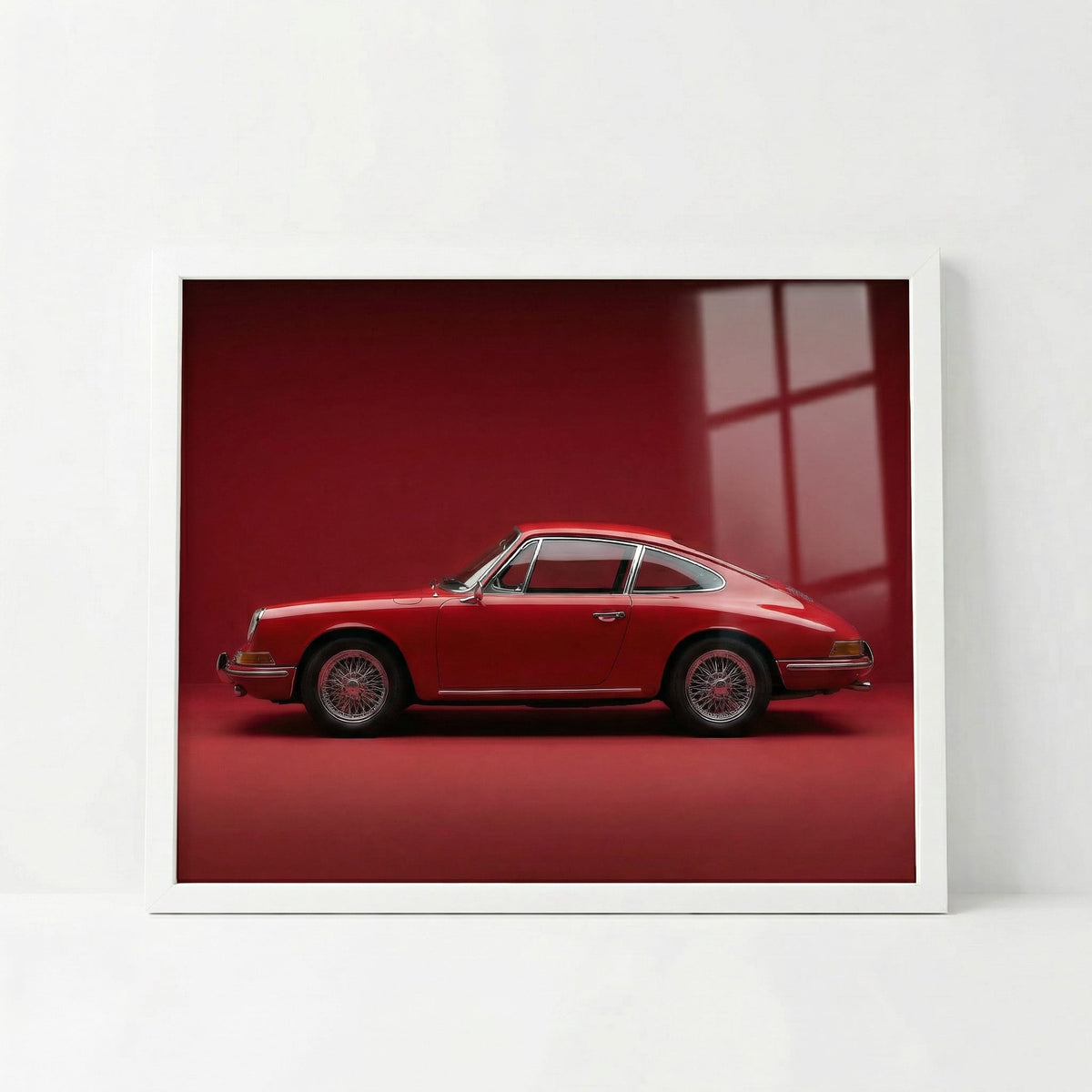 Classic 911, Rosso, framed and styled in a room