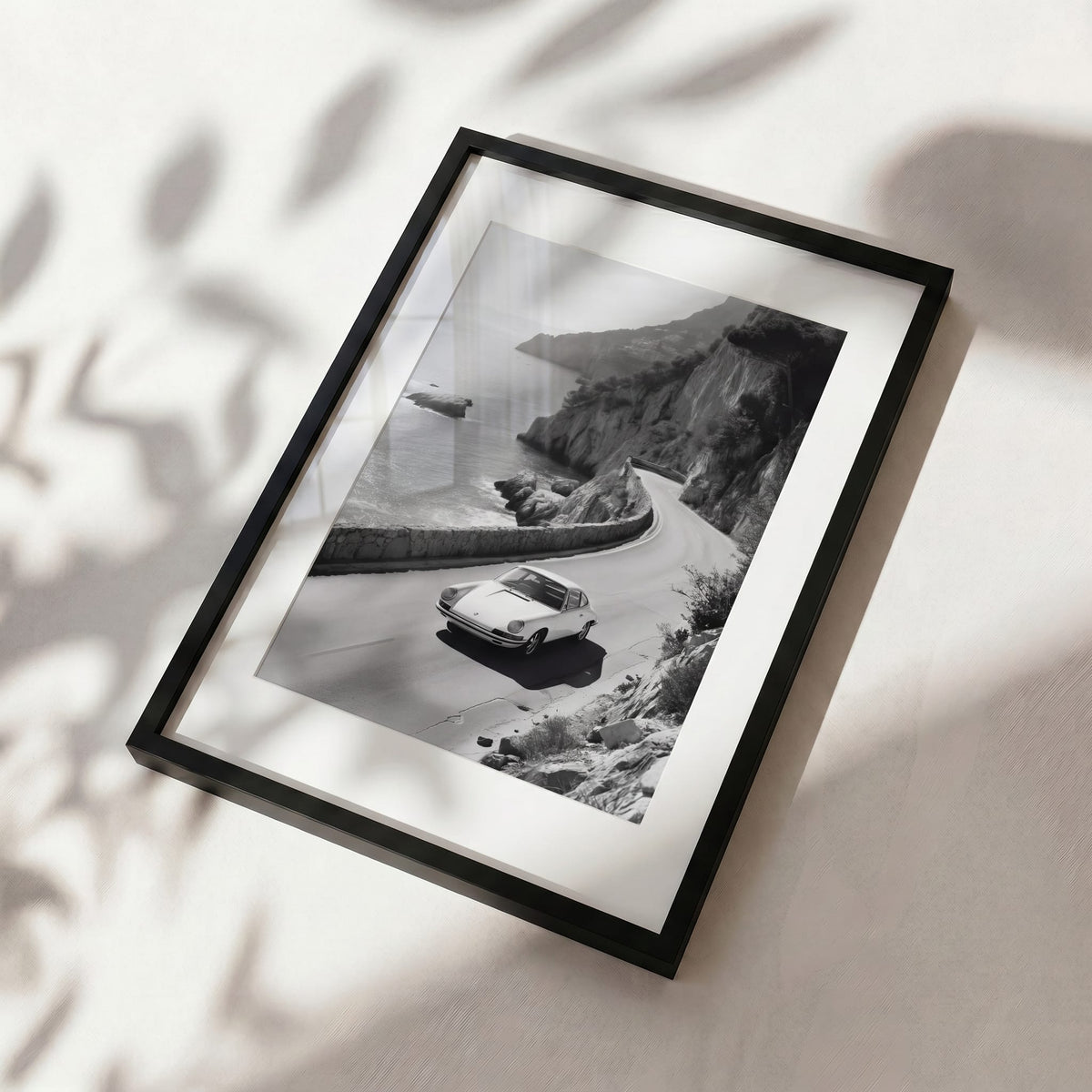 Costa Siciliana I, framed and styled in a room