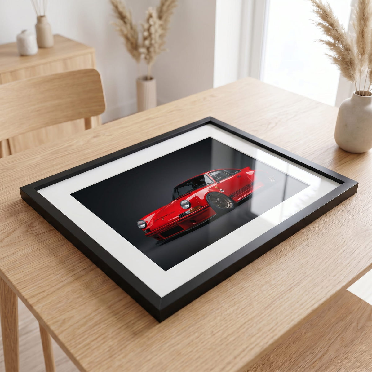 Ducktail RS, framed and styled in a room
