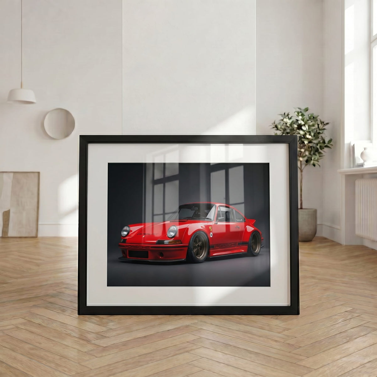 Ducktail RS, framed and styled in a room
