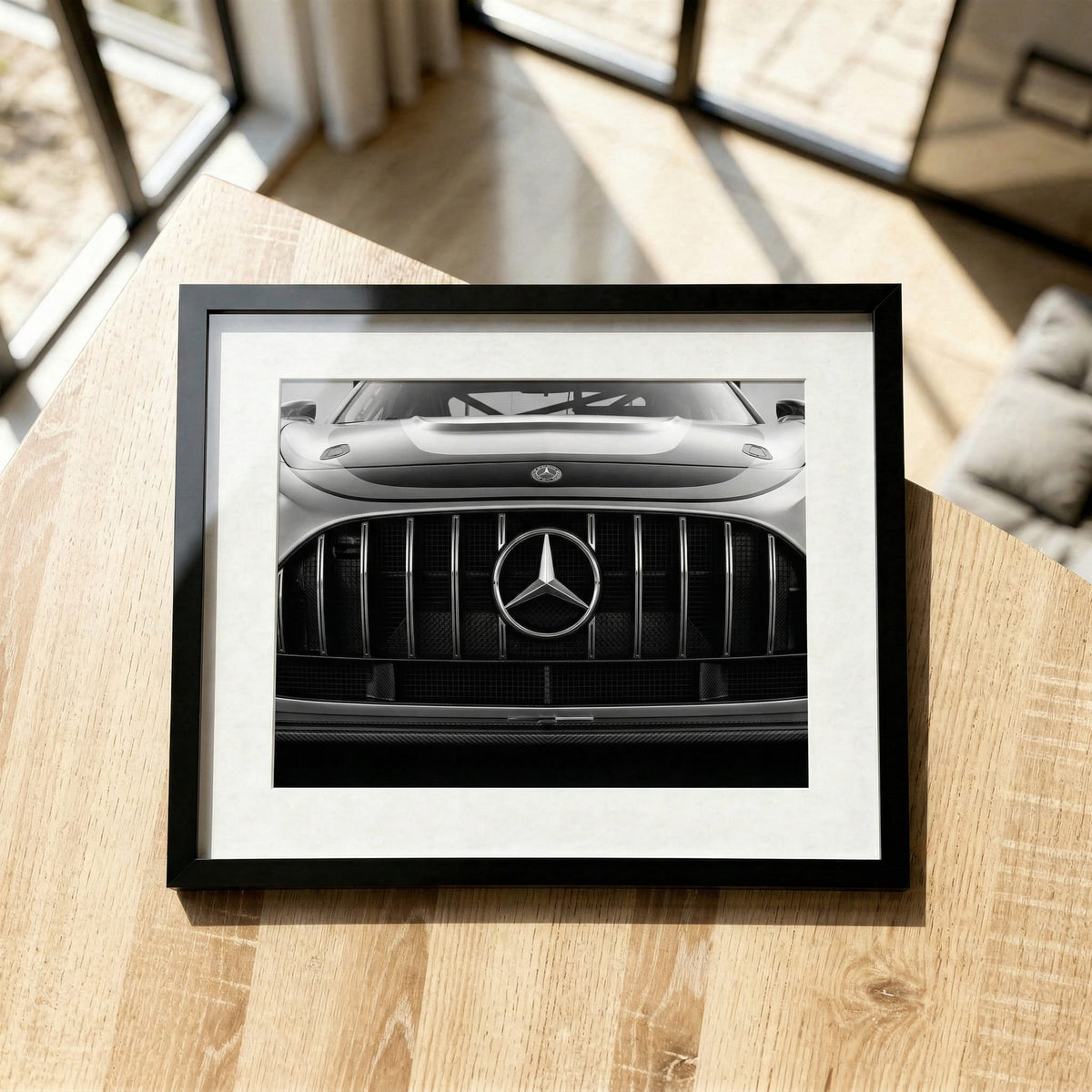 Grille Study, framed and styled in a room