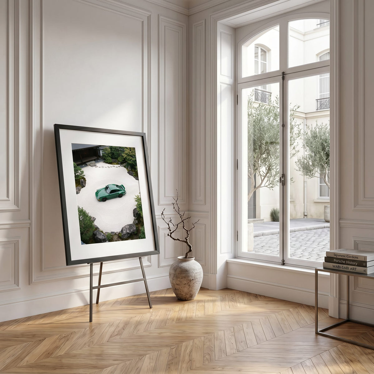 Kyoto Garden 911, framed and styled in a room
