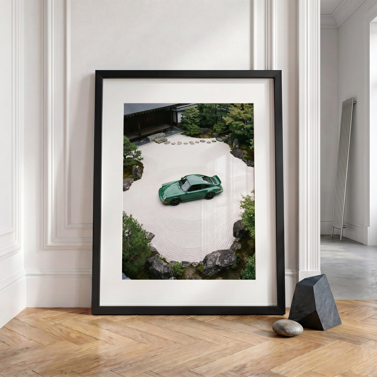 Kyoto Garden 911, framed and styled in a room