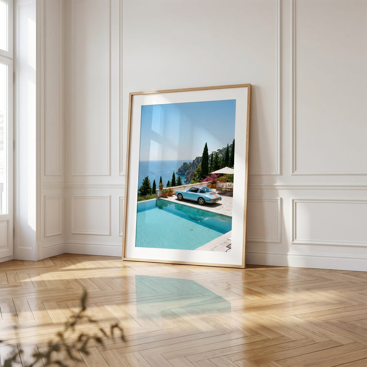 Riviera Pool 911, framed and styled in a room