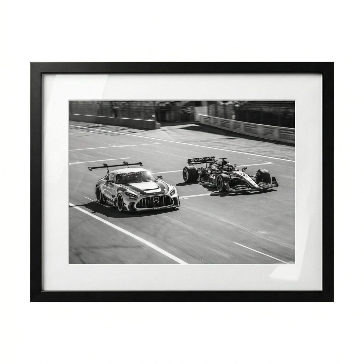 Safety Car, framed and styled in a room