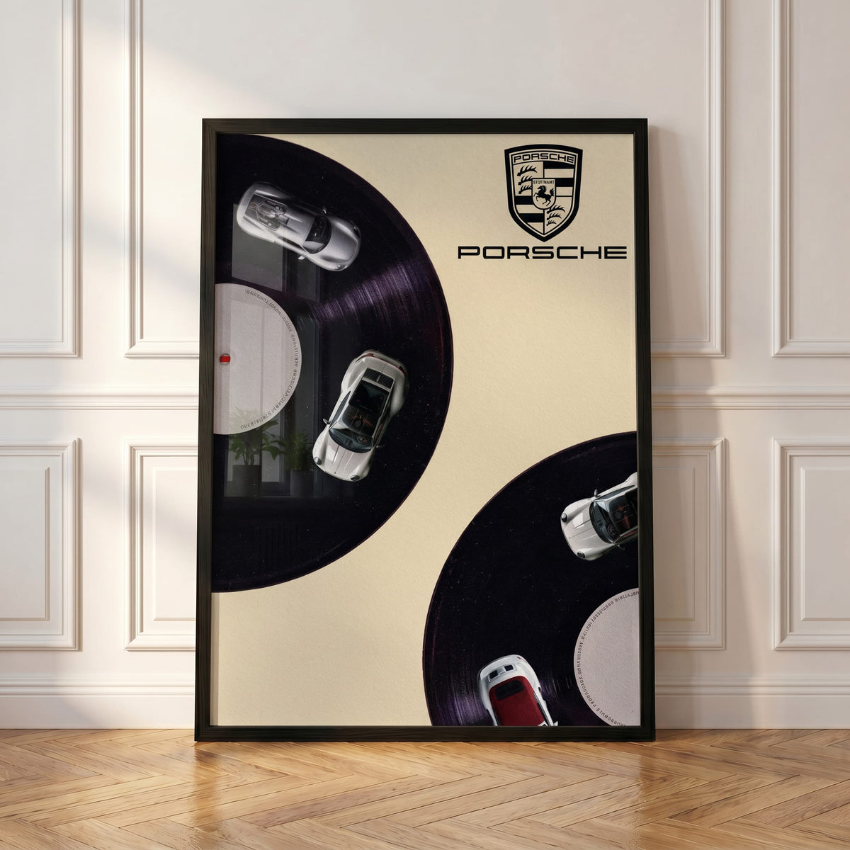 Side A, 911, framed and styled in a room