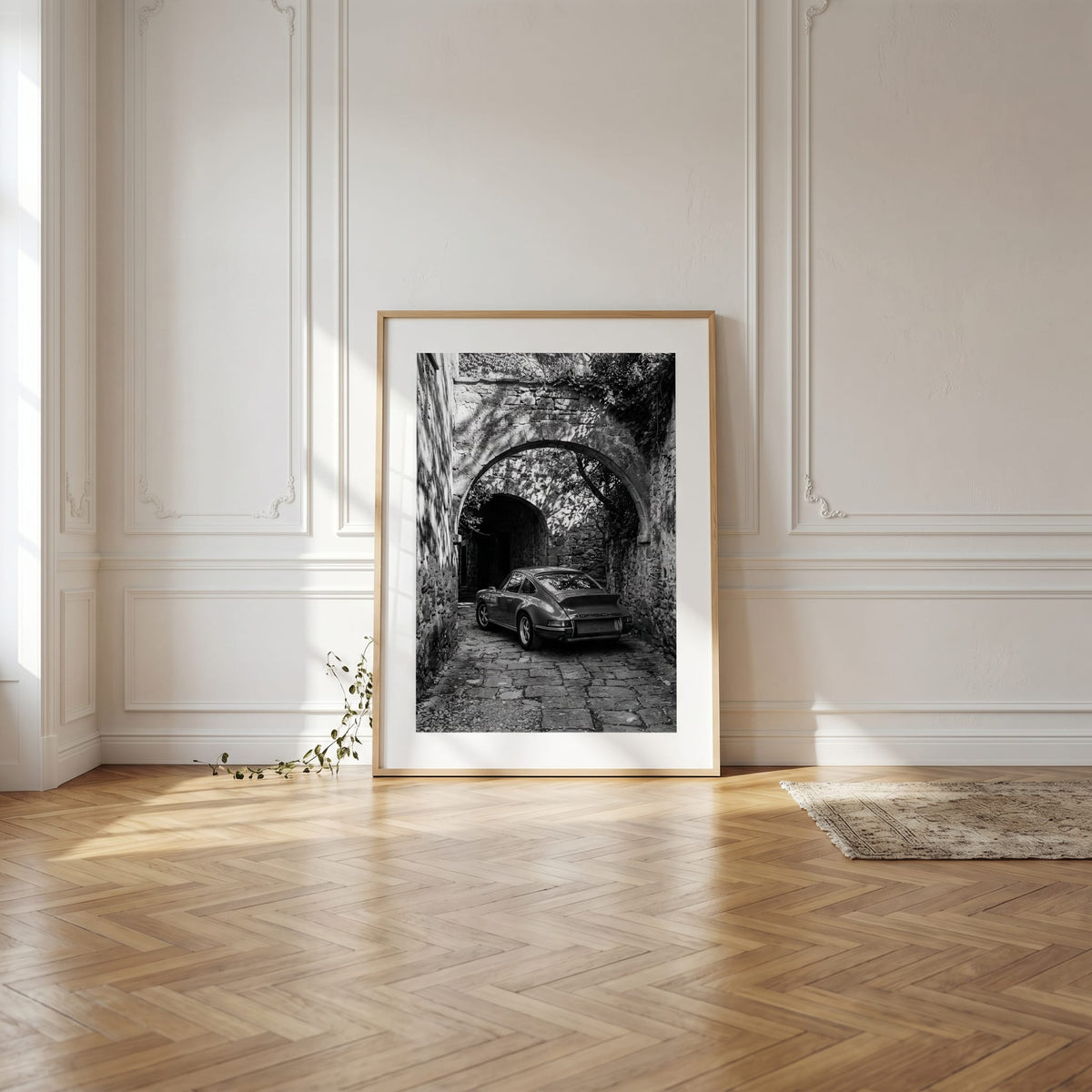 Stone Arch 911, framed and styled in a room