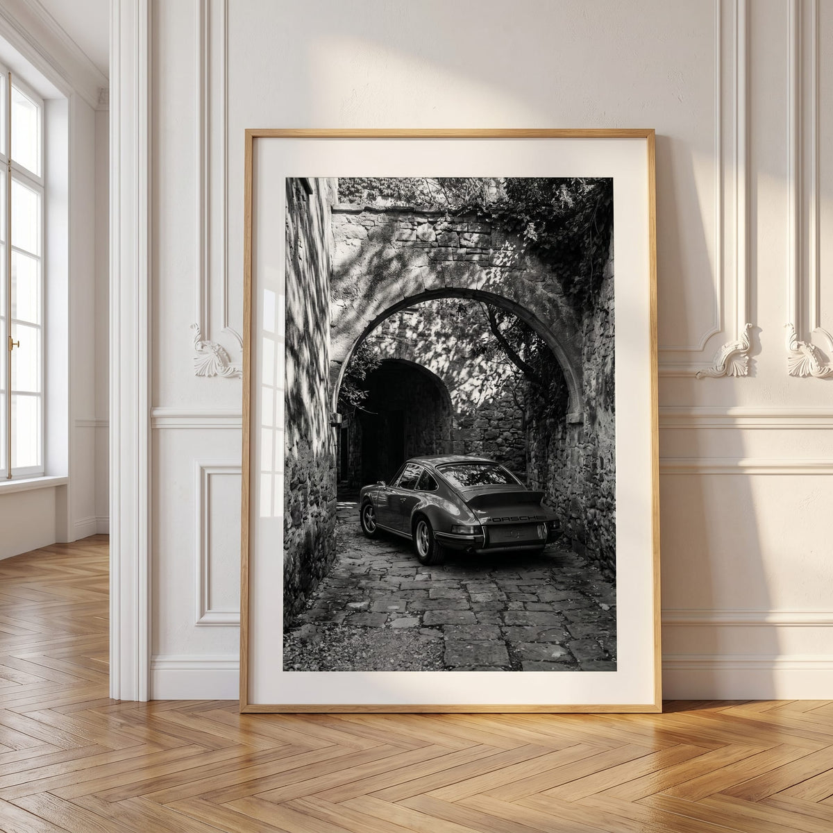 Stone Arch 911, framed and styled in a room