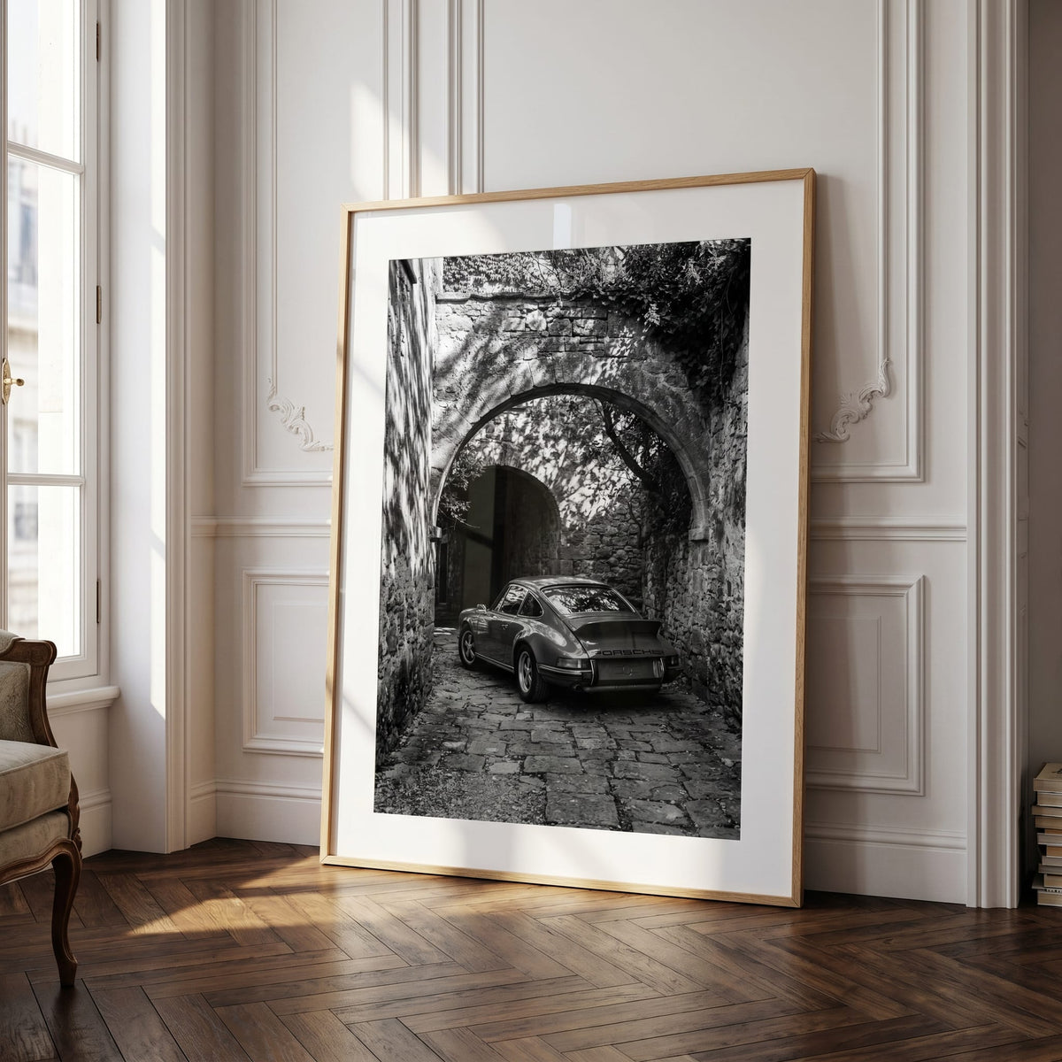 Stone Arch 911, framed and styled in a room