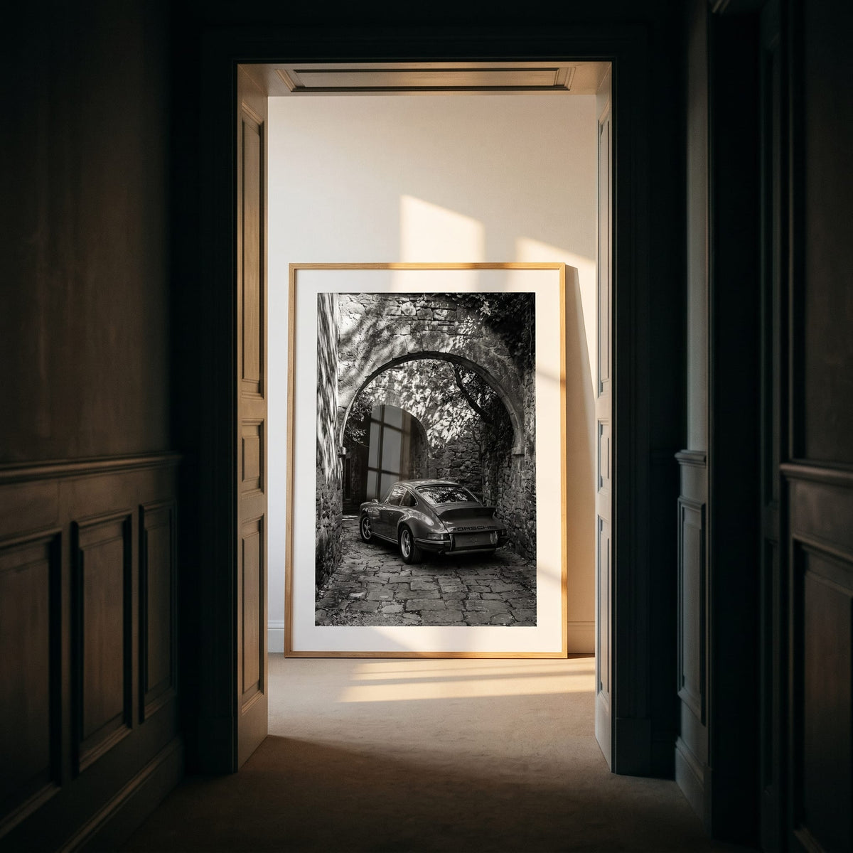 Stone Arch 911, framed and styled in a room