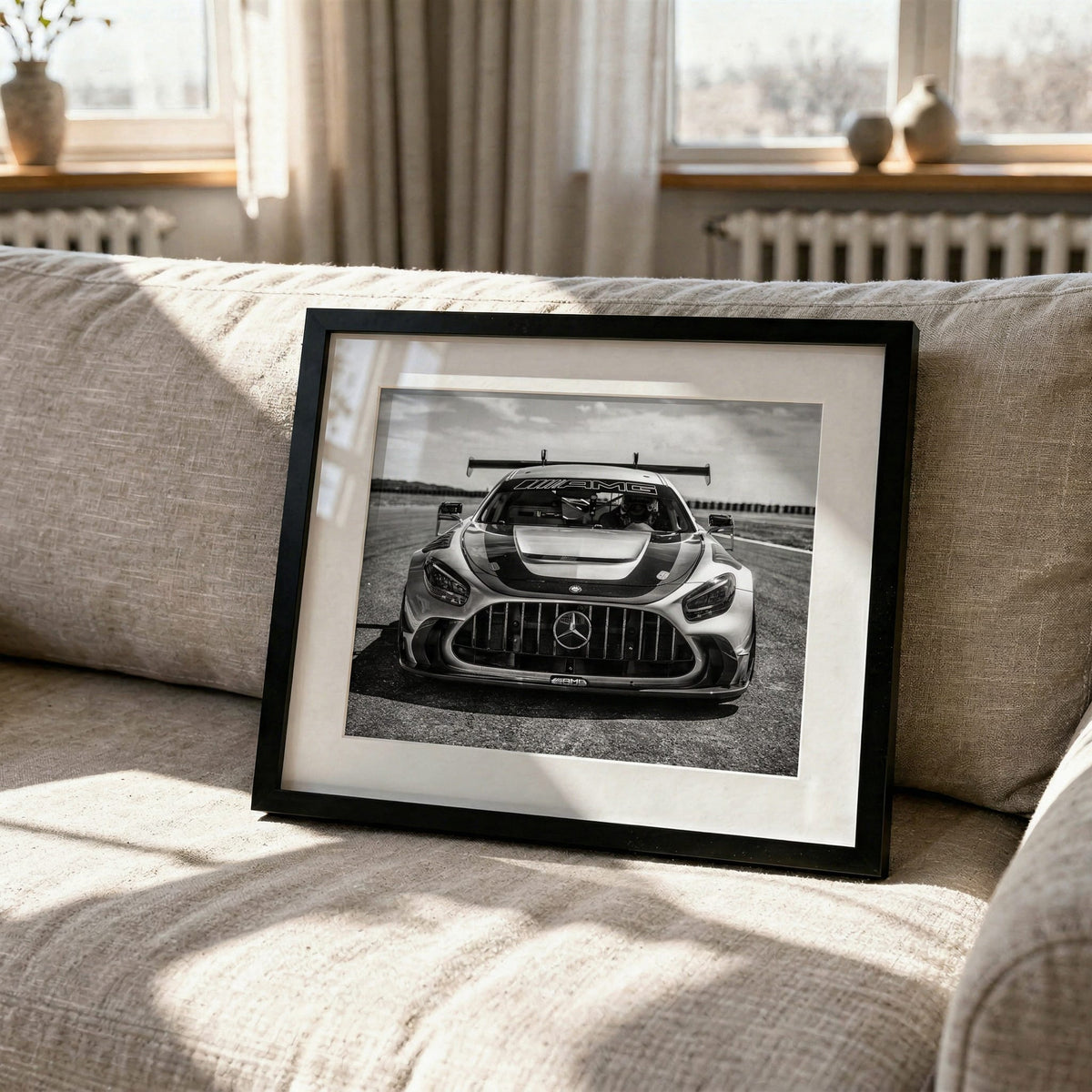 Tarmac GT, framed and styled in a room