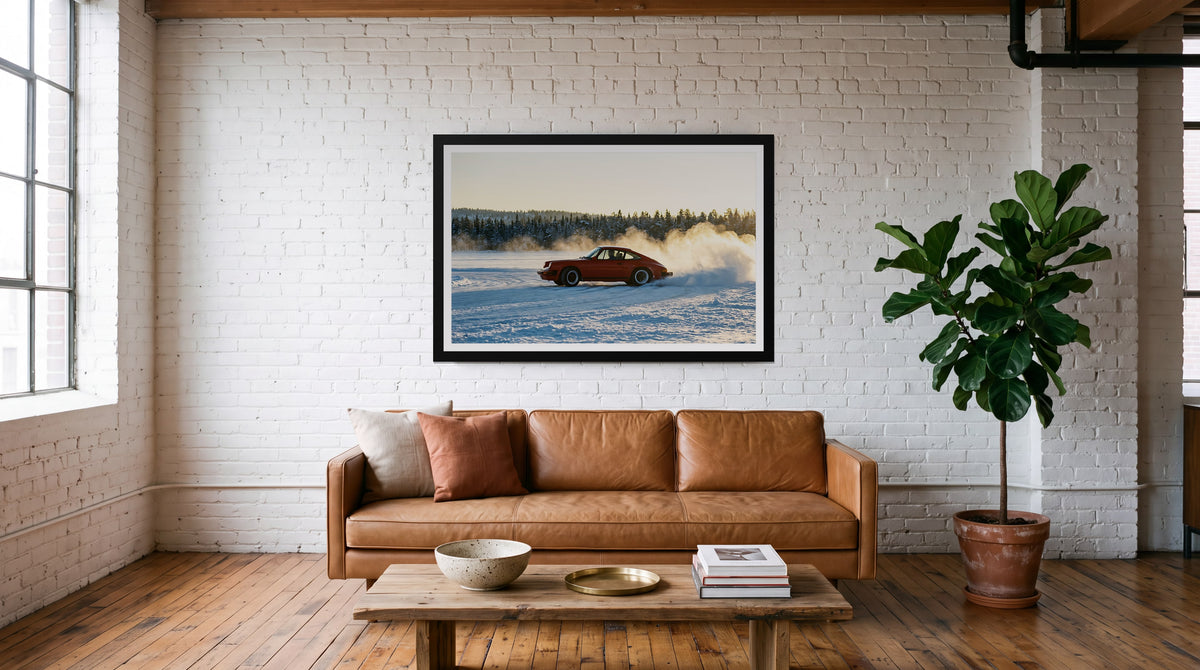 Lapland, framed in black with a white mat on a wall at home